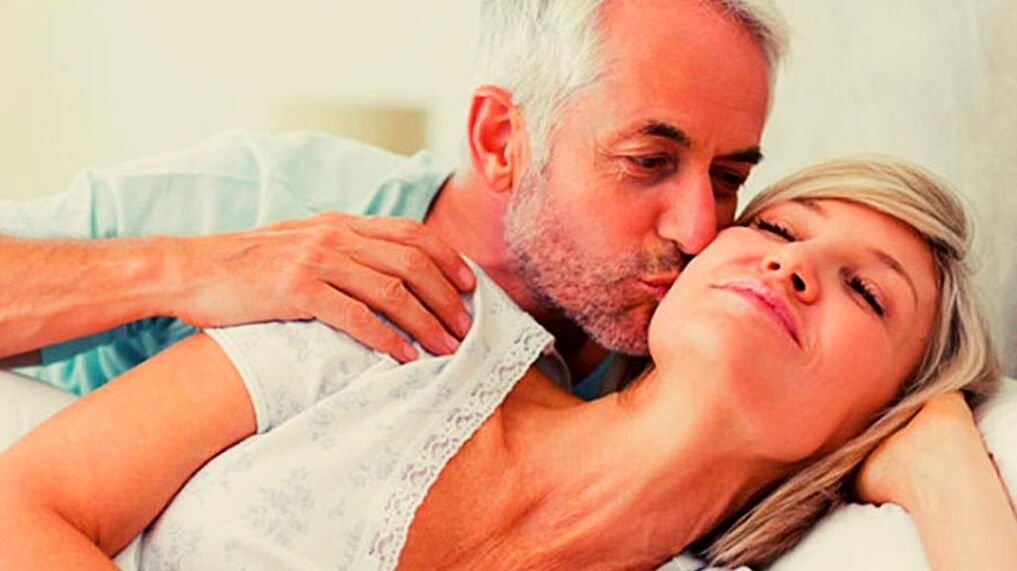 Happy mature married couple with no problems in intimate life